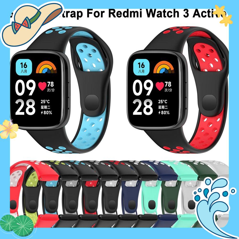 JANNERSATI Thay thế Dây đeo đồng hồ silicon Hai màu Thoáng khí Vòng đeo tay Mới Khóa Dây đeo đồng hồ Cho Redmi Watch 3 Active Đồng hồ thông minh