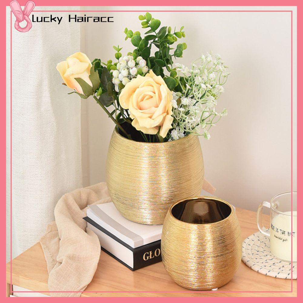 LUCKY HAIRACC Trang trí nội thất   Bình trồng cây   Morden  Vàng   Bình gốm   Gốm sứ   Bình nghệ thuật