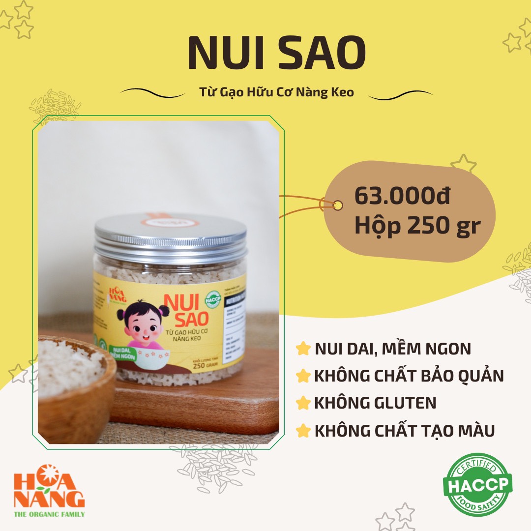 Nui sao ăn dặm hữu cơ Hoa Nắng hủ 250g