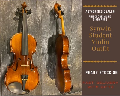 【Ready Stock SG】Synwin Student Acoustic Handcrafted Violin Outfit 1/10, 1/8, 1/4, 1/2, 3/4, 4/4 Size Beginner with violin case, bow , rosin ,shoulder rest, mute , sheet clip , wipe cloth.