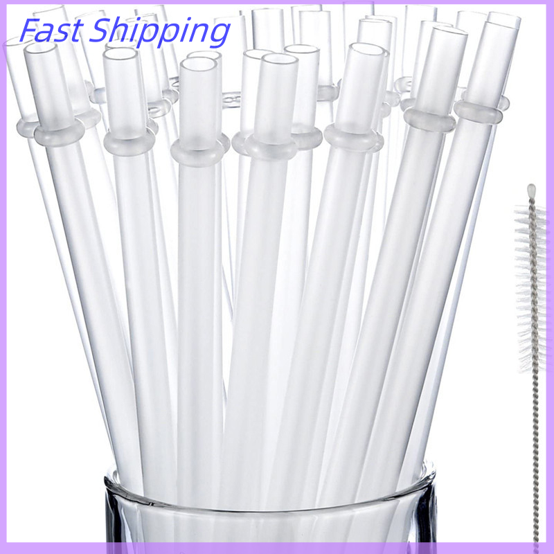 🔥🔥🔥caomangjiuk 10 Pcs White Glitter Plastic Straw 9 Inches Long Reusable Hard Drinking Straws For Tumbler Mug Cup Bottle