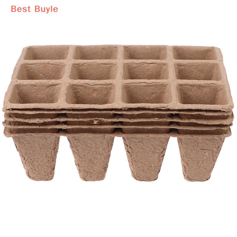 💖Best Buyle 5 cái 12 lỗ nhà máy Vườn Ươm khay bột phân hủy sinh học làm vườn gieo Khay hạt giống trồng hydroponics phát triển hệ thống công cụ