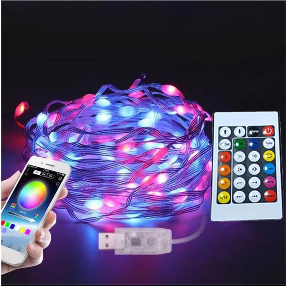 MICANGP Dreamcolor Changing LED Bluetooth Fairy Lights Bluetooth Music Control App Remote Control RGBIC USB LED Strip Effects 36v Music Sync LED Lights Christmas Tree Decor