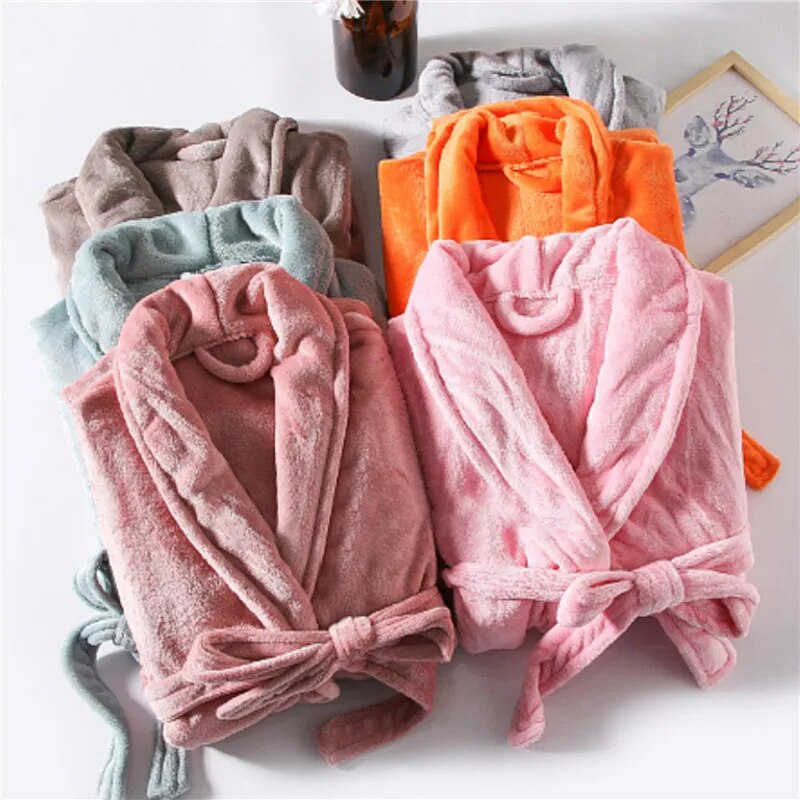 [ZMKID] WEIRDO Women Kimono Bathrobe Gown Nightdress Winter Warm Thick Coral Fleece Nightgown Sleepwear Soft Flannel Robe Home Clothes