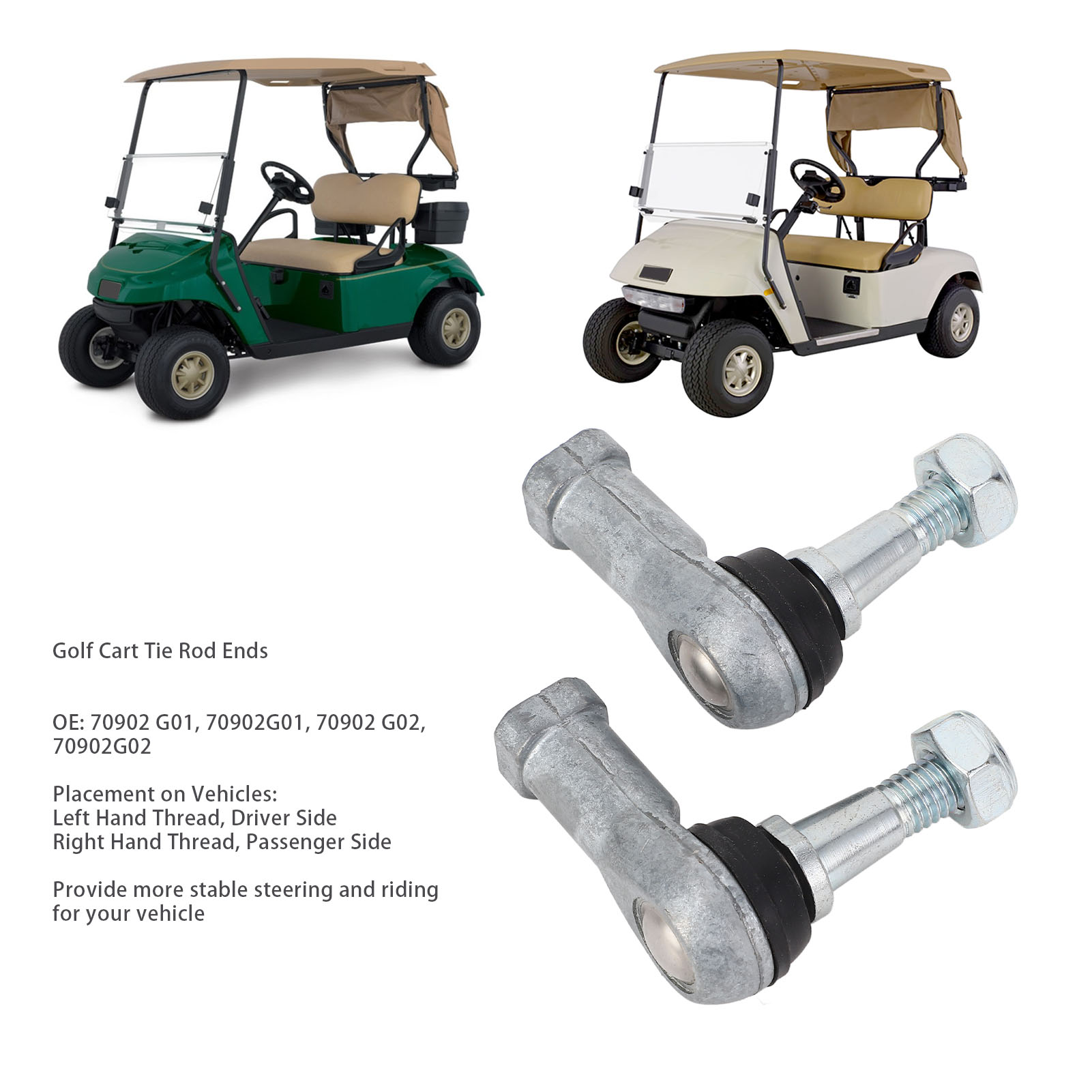 Cặp của giỏ hàng chỉ đạo Rod kết thúc cho trình điều khiển và phía hành khách cho TXT khí điện xe 2001 và lên 70902g01