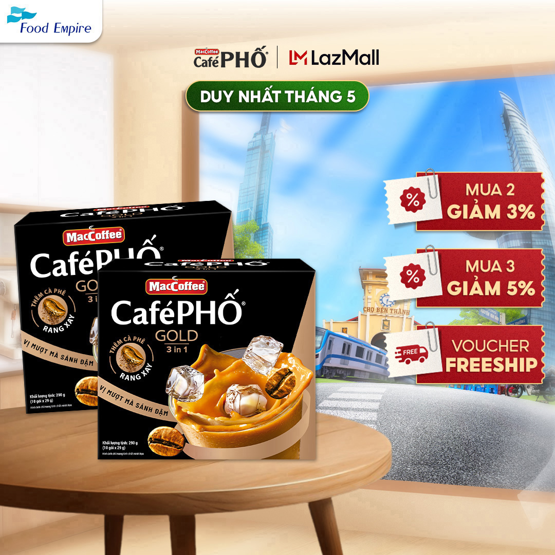 Combo 2 Hộp cà phê Phố sữa đá GOLD - MacCoffee (hộp 10 gói x 28g)
