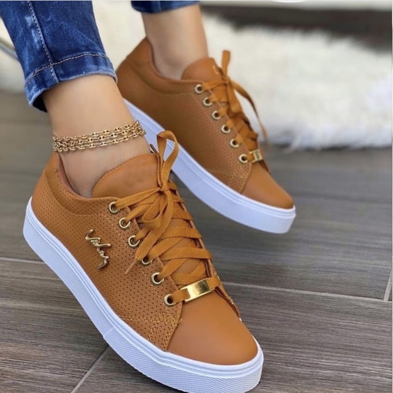 Giày lưu hóa nữ mới 2022 Casual Sneakers Thời Trang đế bằng buộc dây up ngoài trời Giày thể thao đi bộ cỡ lỡn 43 zapatillas mujer Sản phẩm bán chạy