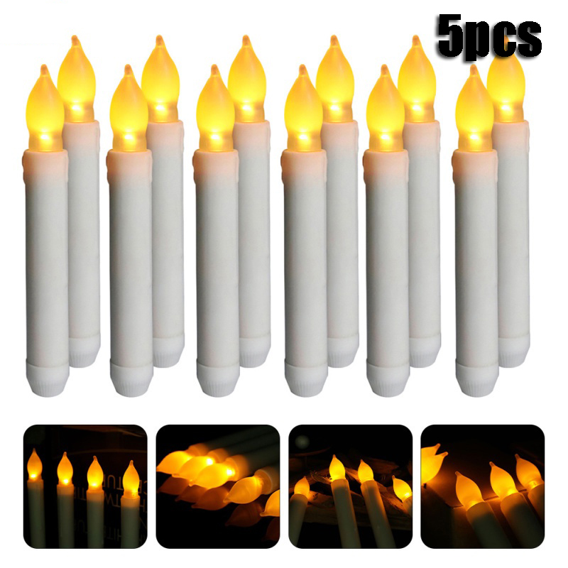 5Pcs LED Flameless Electronic Candles / Taper Candle Lamp with Warm Yellow Flickering Flame / Electronic Candle Light
