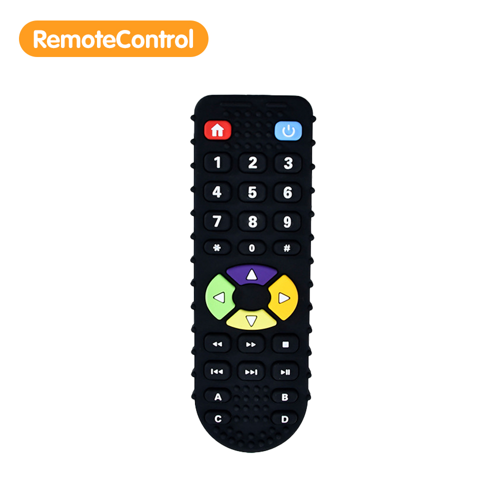 Baby Silicon Non-toxic TV Remote Control Teether Toy Durable Break Baby Silicone Teether Rodent Gum Pain Relief Teething Toy Cartoon Remote Control Shape Teether for Baby