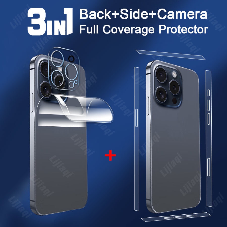 Miếng dán PPF bảo vệ mặt sau + PPF cao cấp dán viền bảo vệ + Kính cường lực bảo vệ camera sau Cho iphone 12 13 14 15 pro max