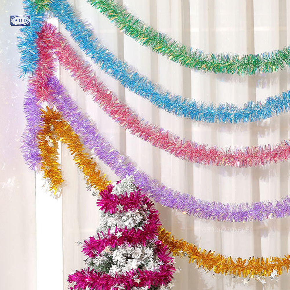 PDD 2m Gold Silver Wire Tinsel Garland Multicolor Hanging Wire Garland for Xmas Wedding Birthday Party JS-017-MY