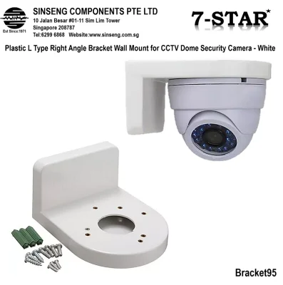 Universal Plastic L Type Right Angle Bracket Wall Mount for CCTV Dome Security Camera - White