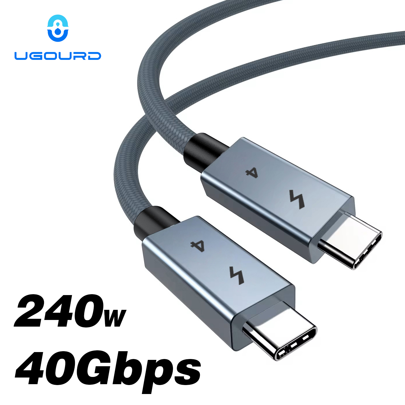 Ugourd Thunderbolt 4 loại 40Gbps usb4 để USB C 240W Cáp sạc nhanh thunderbolt3 cho egpu SSD iPad cuố