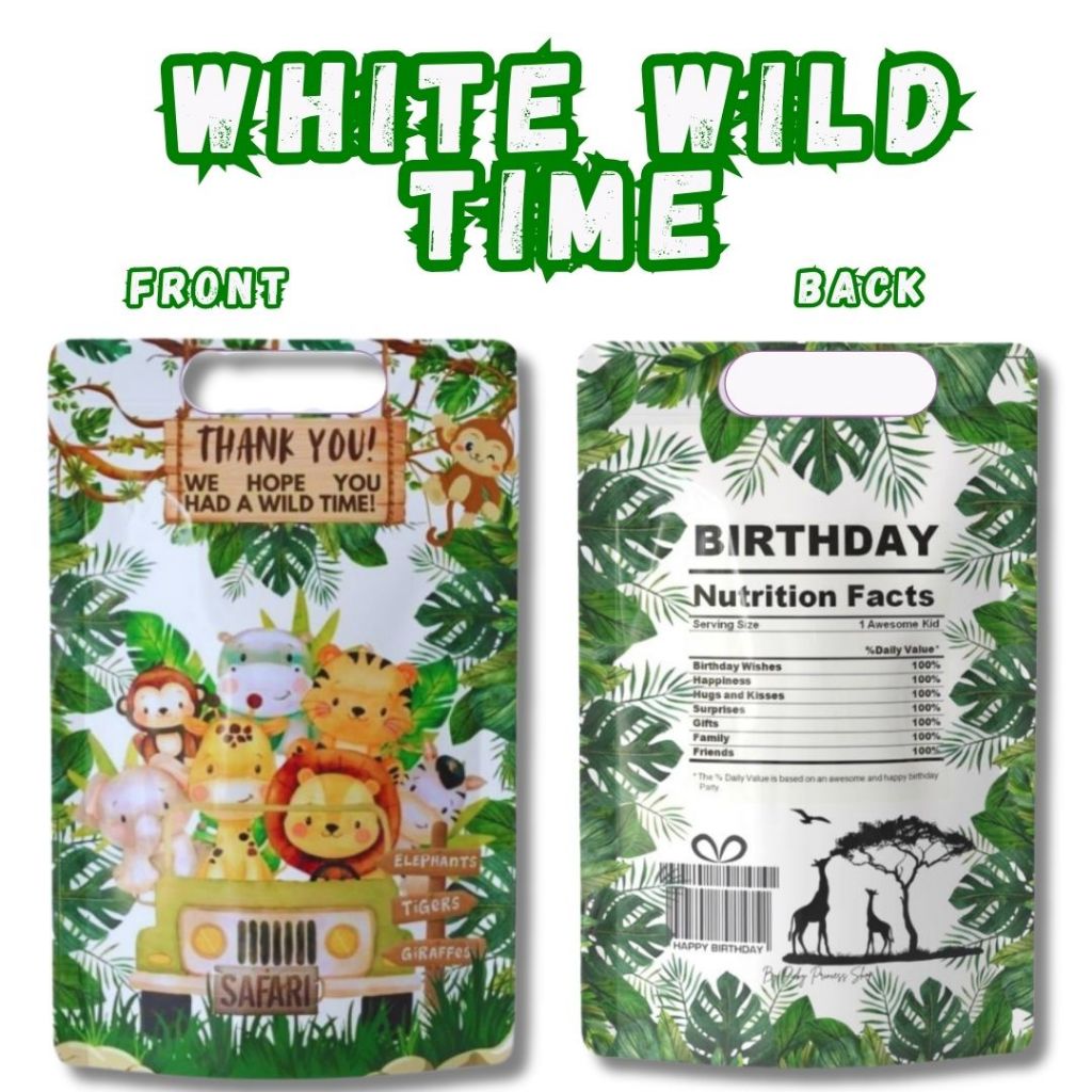30/50pcs safari theme wild one jungle zookeeper favor bags stand ziplock gift pack candy giveaways souvenirs
