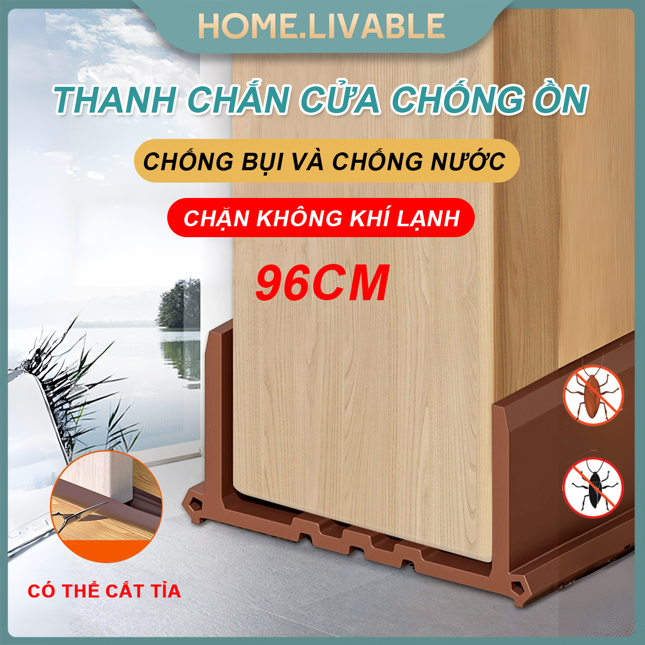 Thanh chắn cửa chống ồn Nẹp dán chân cửa chống côn trùng, phù hợp mọi loại cửa tiện dụng chống thoát hơi gió điều hòa