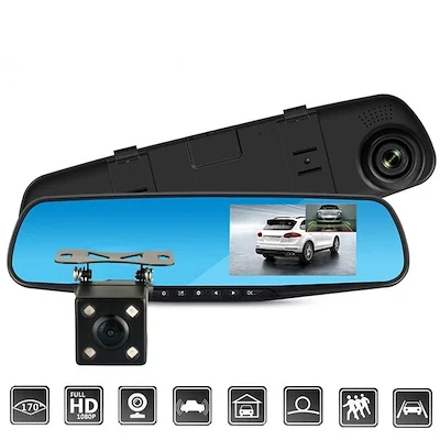 Car DVR Dual Lens Full HD 1080P Video Recorder Rearview Mirror Rear view Camera [11 Mart]