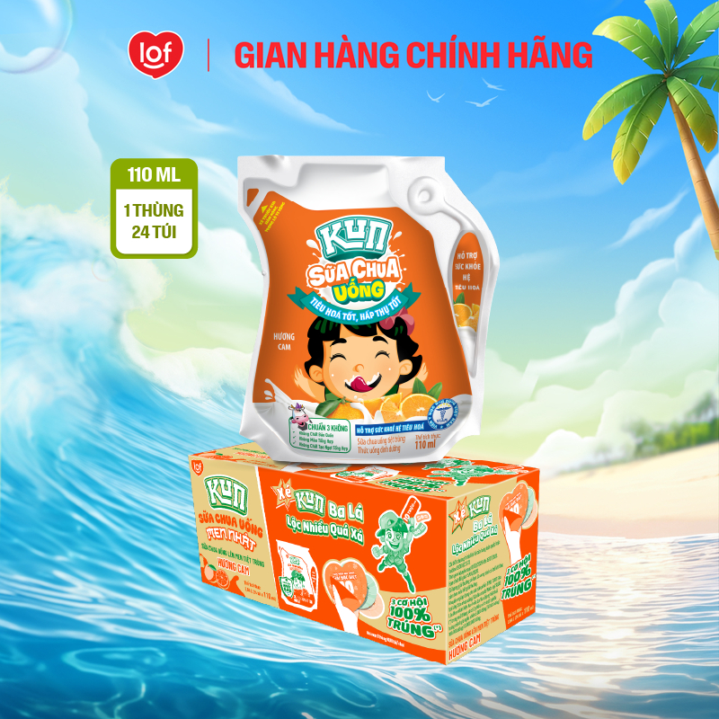 Sữa chua uống KUN vị cam thùng 24 túi x 110ml