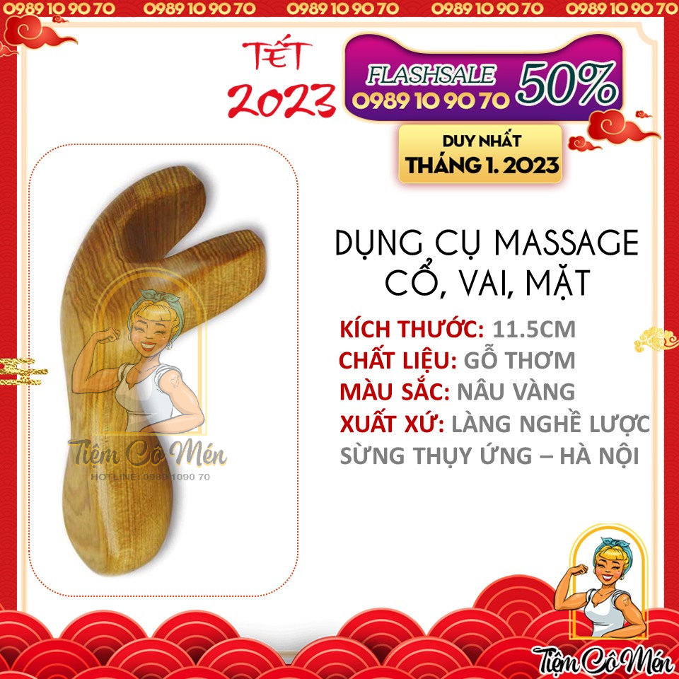Dụng cụ massage gỗ thơm - cổ, vai, mắt, mũi, mặt - kiểu thái
