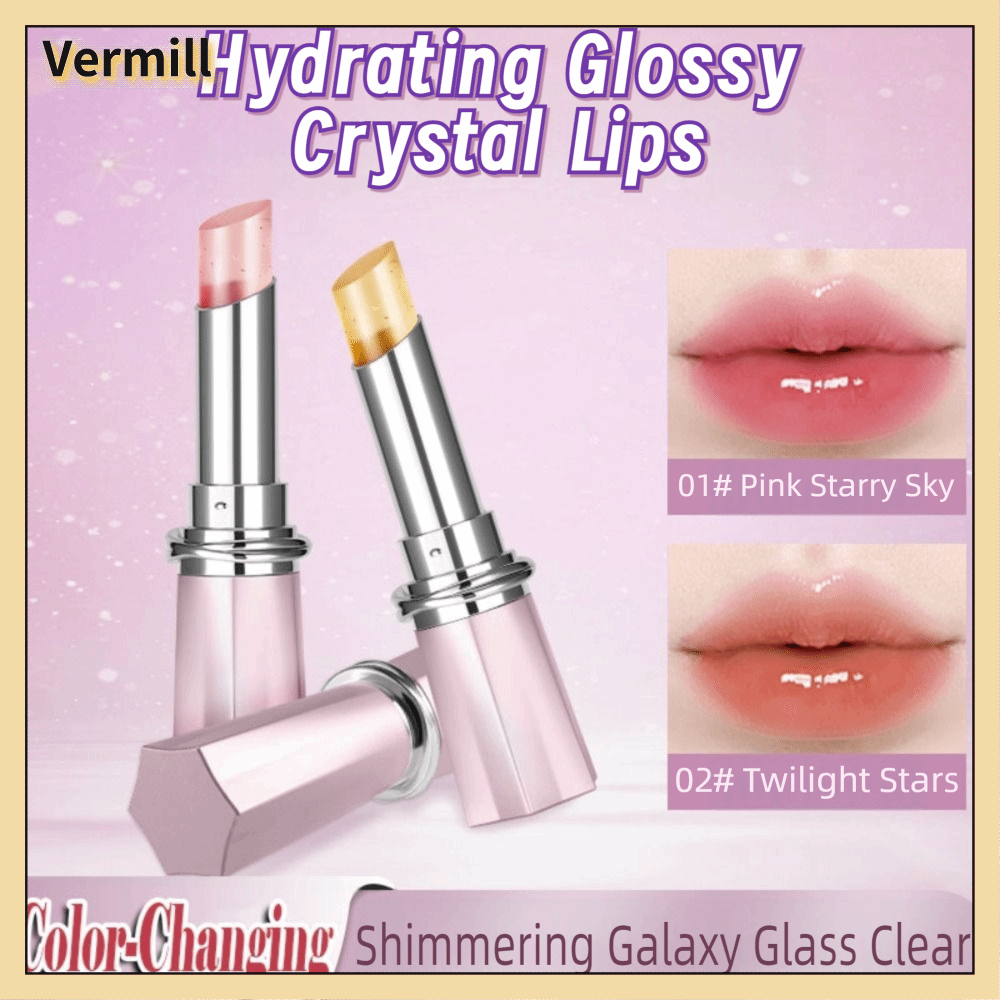 VERMILL Thay đổi màu sắc Son môi thủy tinh Dưỡng ẩm lâu dài Chắc chắn Son dưỡng môi Son bóng