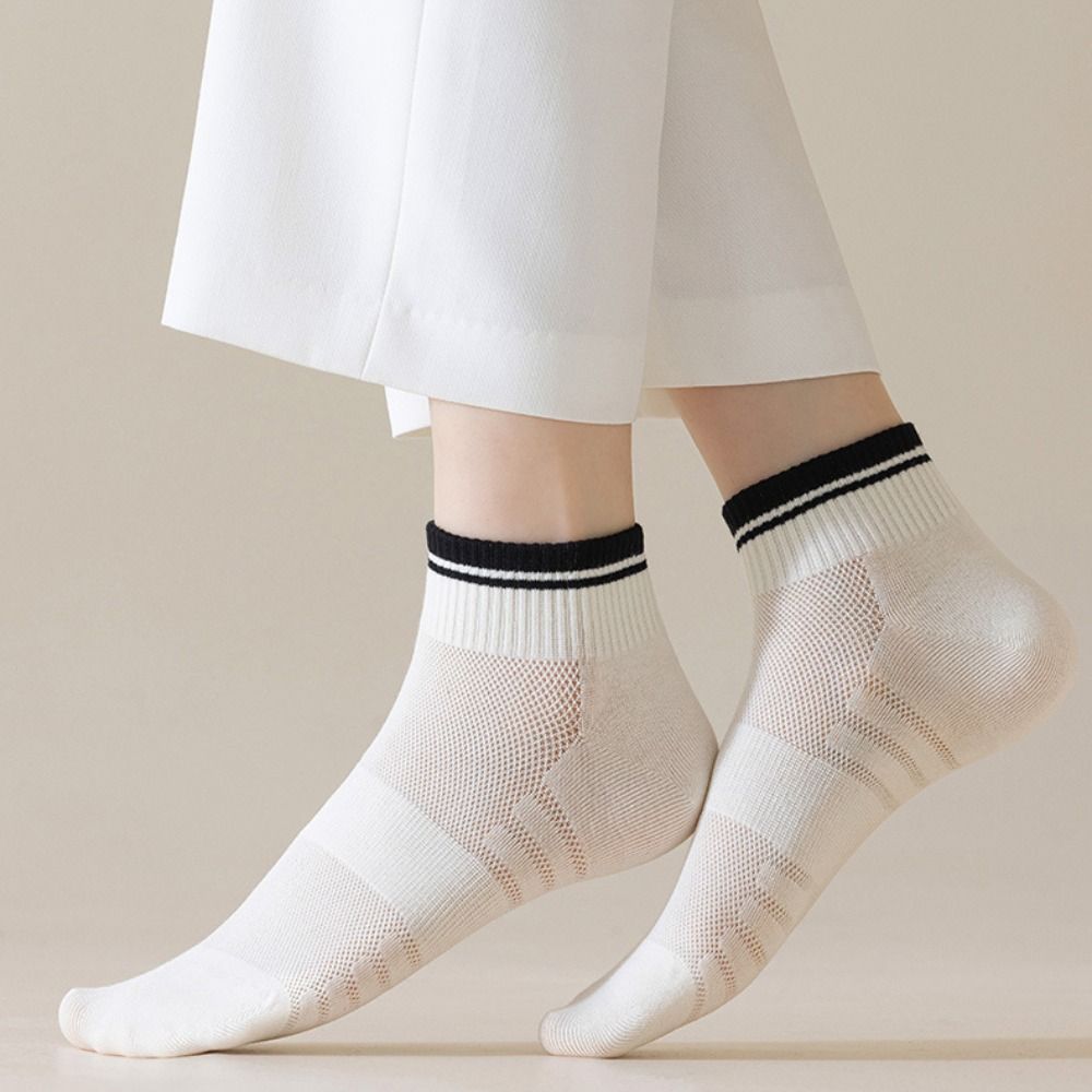 EMERRY 10Pairs Chống trượt Tất cổ ngắn cho phụ nữ Hấp thụ mồ hôi Đồ lót Tất lưới mỏng Thoải mái Thoáng khí Tất ống ngắn Cô gái
