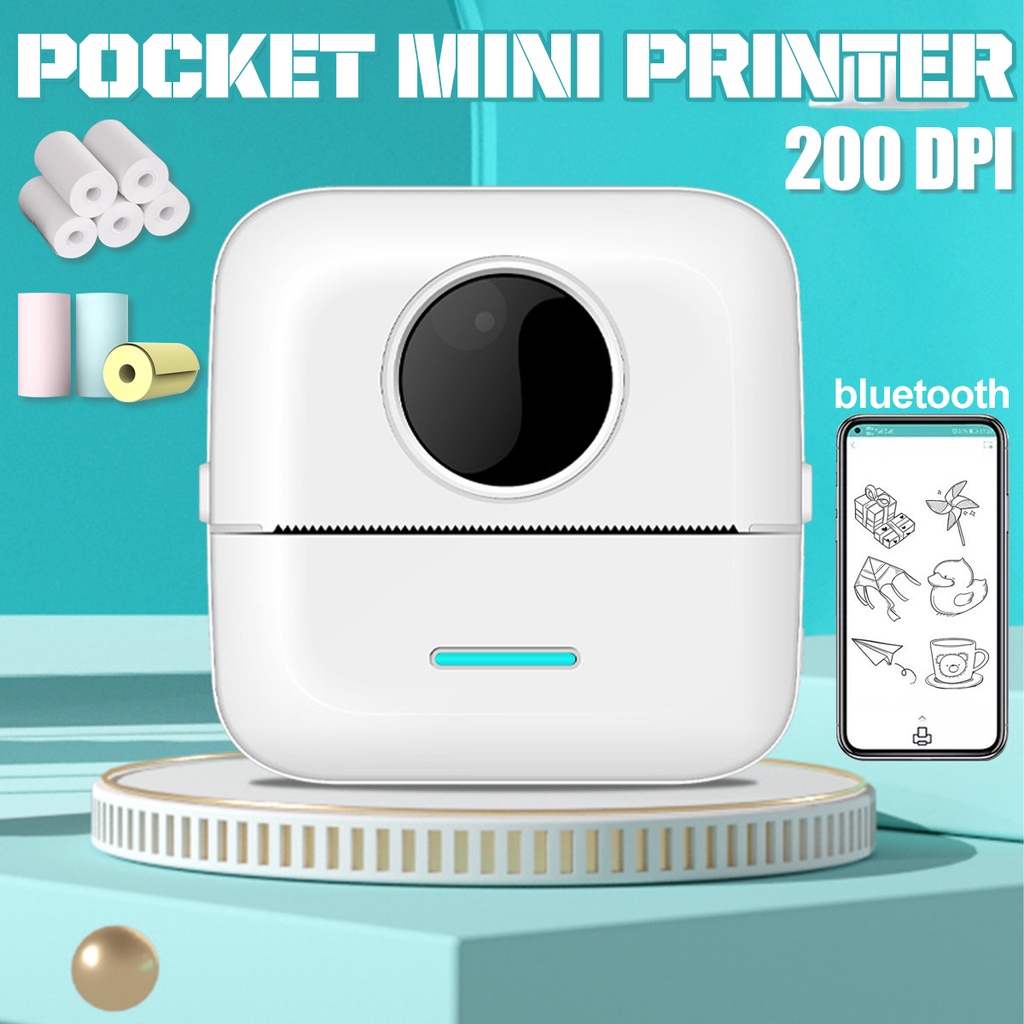 1200mAh Mini USB Portable Thermal Printer Printing Wireless BT Connect Printers 200dpi Photo Lable P