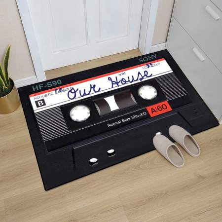 Retro Cassette Music Tape Doormat - Non-Slip, Ready Stock