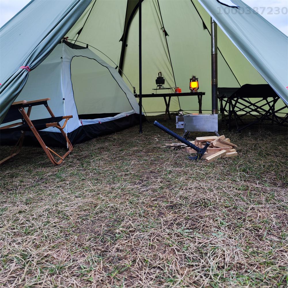 【100% Authentic】Lixada 5-8 People Tipi Hot Tent with Stove Jack Camping Pyramid Teepee Tent for Camping Backpacking Hiking · v25
