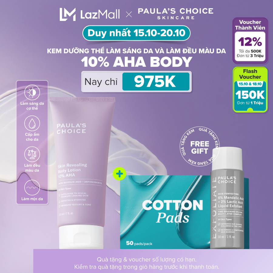 Kem dưỡng thể làm sáng da Paula’s Choice RESIST SKIN REVEALING BODY LOTION WITH 10% AHA 5900