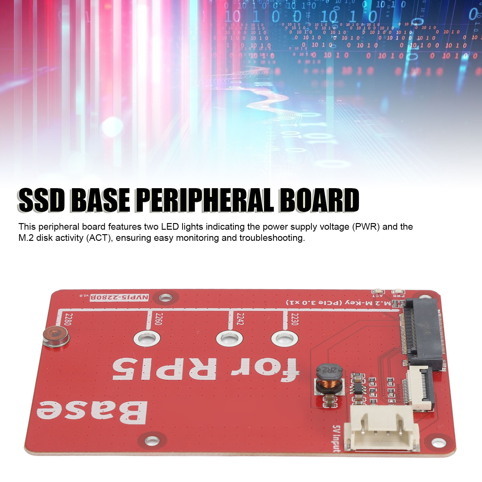 SSD ngoại vi Board dễ dàng để cài đặt hiệu suất cao SSD Bộ chuyển đổi nối dài Board thuận tiện kết nối ổn định đèn báo LED kép cho raspi 5 8GB 4GB 2GB 1GB