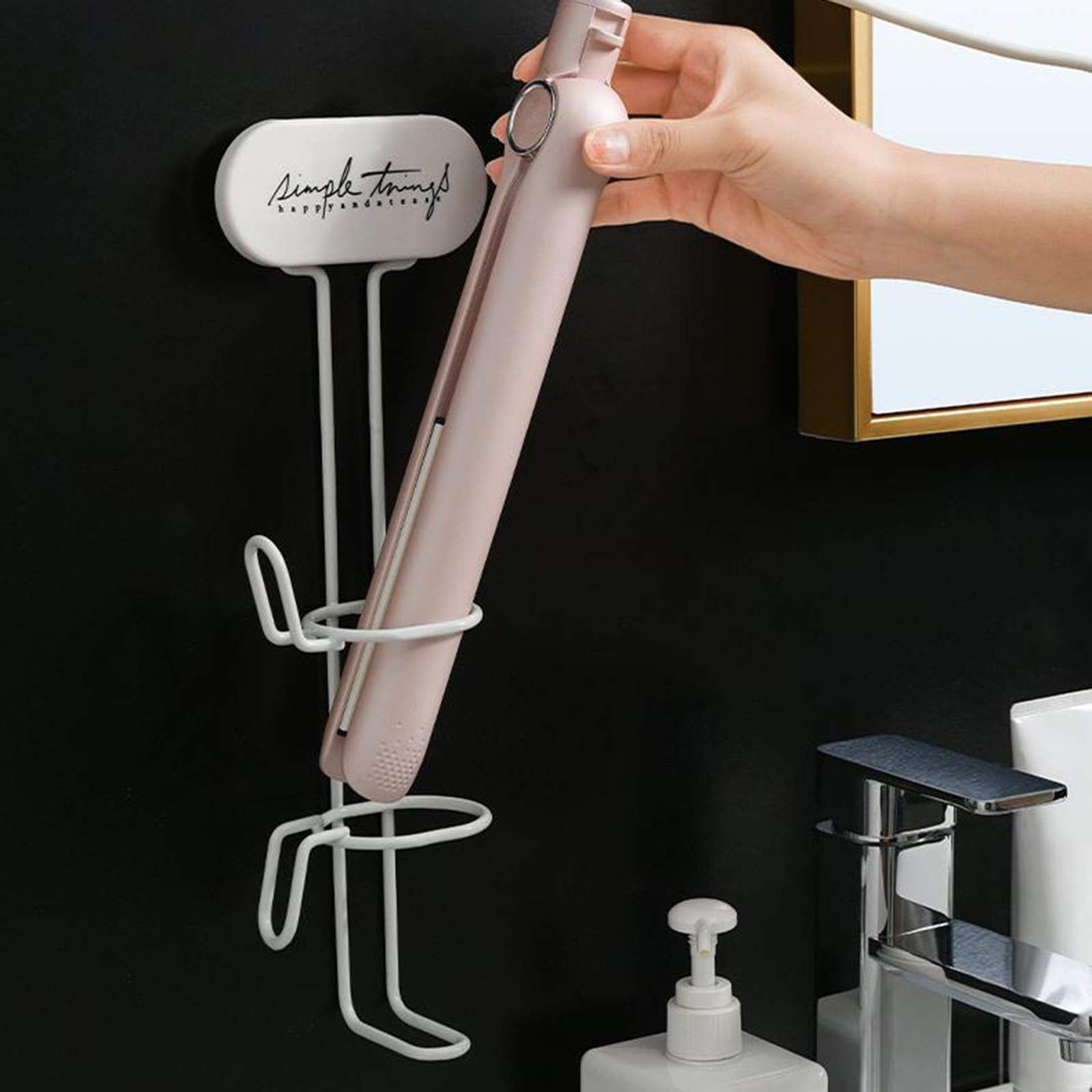 F8C503Y Bathroom Accessories Holder Organizer Stick Stand for Flat Irons Hair Straightener Hanging Rack Hair Tool Organizer Wall Mounted Hair Dryer Holder