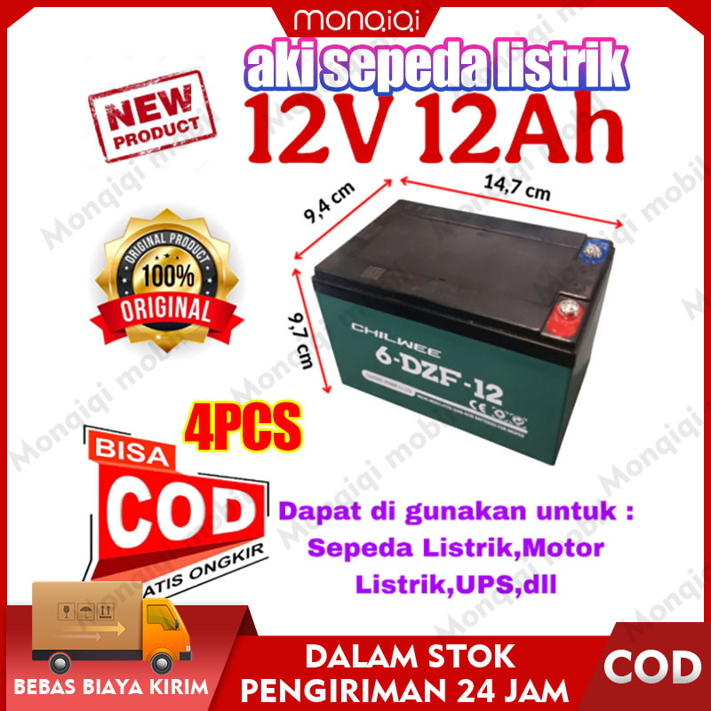 Chilwee 12V 12Ah - 14Ah Electric Bicycle Battery Deep Cycle Vr Electric Motorcycle / 12V 12Ah Electric Bicycle Battery / Electric Bicycle Battery Harga 195,000 rupiah*Gratis Ongkir