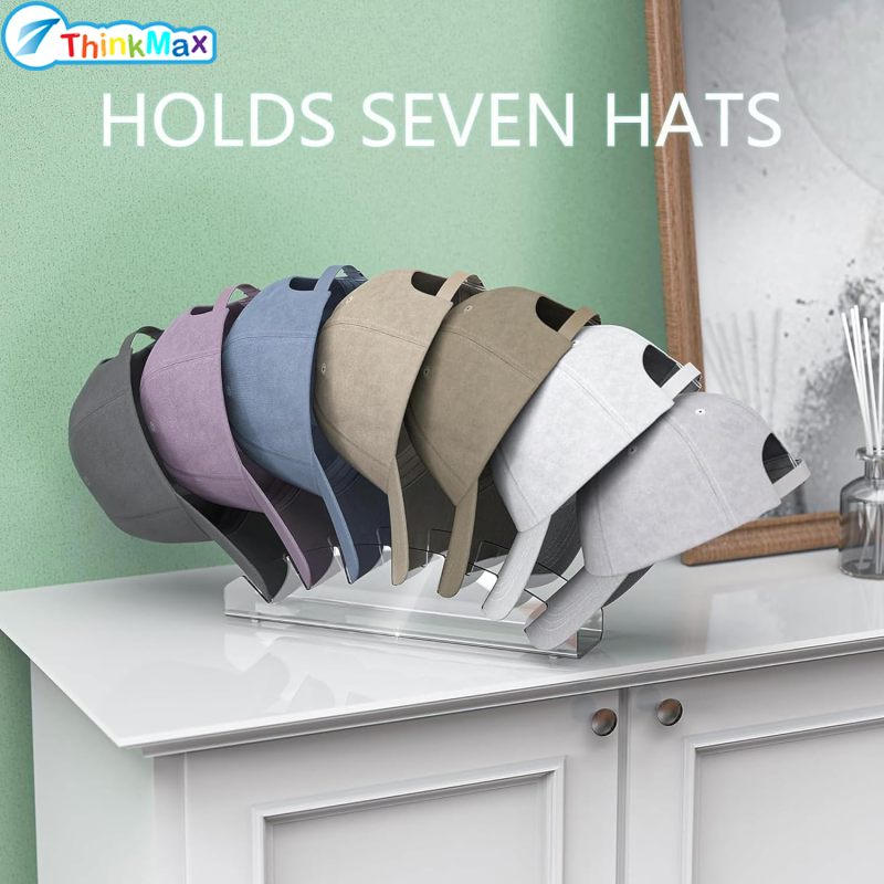 Acrylic Hat Organizer, Hat Stand For Baseball Caps With 4 Anti Slip Feet, No Install Baseball Cap Stand, Hat Display Rack For Closet, Dresser, Hallway, Living Room ราคา 237 บาท*ส่งฟรี