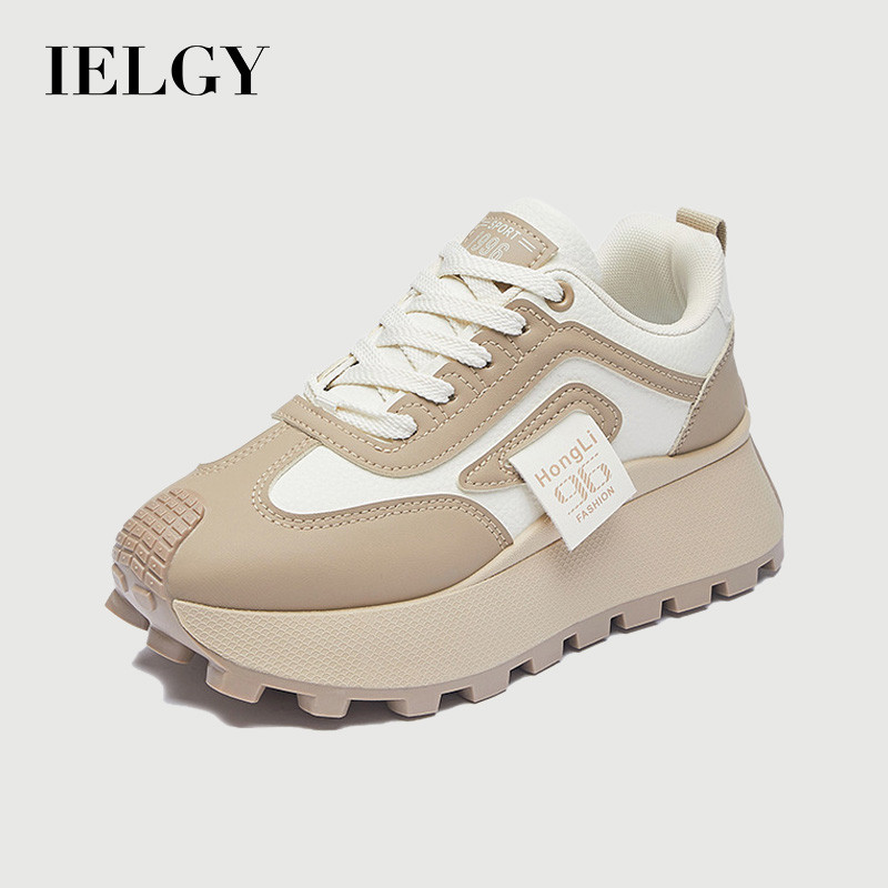 IELGY 2025 Women's Sports Shoes, Student Running Shoes, Thick-Soled Casual Khaki for Daily Wear ราคา 580 บาท*ส่งฟรี