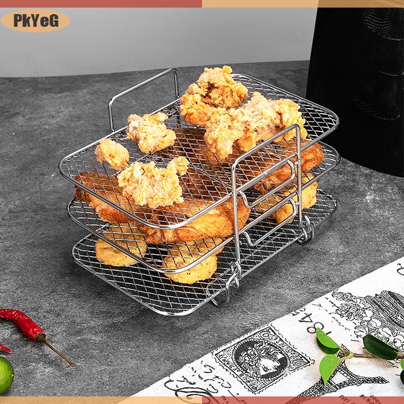 PkYeG ชั้นวางหม้อทอดไร้น้ำมันสำหรับเตาอบไมโครเวฟอุปกรณ์เสริมชั้นปิ้งย่าง ราคา 174 บาท*ส่งฟรี