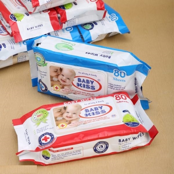 Khăn giấy ướt Baby Three gói 400g vuông 20cm và 1 Gói Khăn Giấy Ướt Baby Wipes 80g