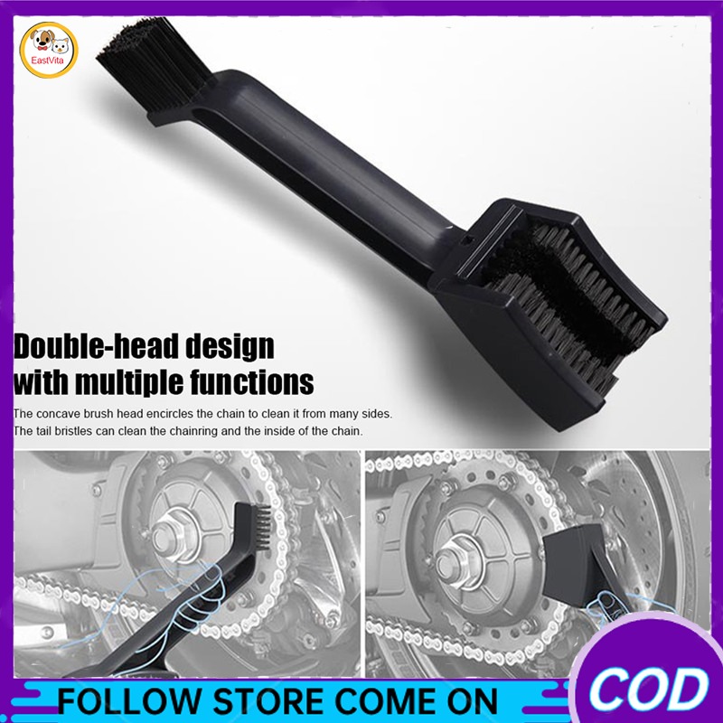 Motorcycle Bicycle Chain Cleaning Brush Double Headed Brush 3-sided Bristles Chain Cleaner For Motorcycle MTB Mountain Road Bike