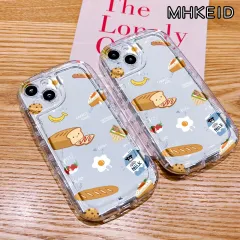 MHKEID Casing Ponsel untuk Samsung A33 A34 A50 A50s A30s A51 M40s A52 A52s A53 A54 5G A71 A72 A73 M13 F13 M23 F23 5G Case kartun rasanya makanan HP lensa Softcase Casing tahan guncangan pelindung transparan Kesing
