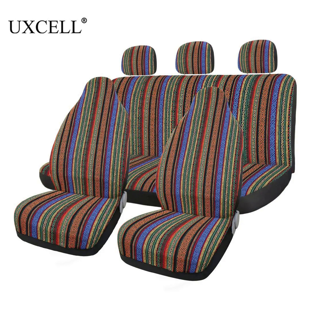 Uxcell 7 chiếc chăn Baja nhiều màu thông dụng bọc ghế xô Bền phong cách dân tộc cho xe ô tô bảo vệ ô tô