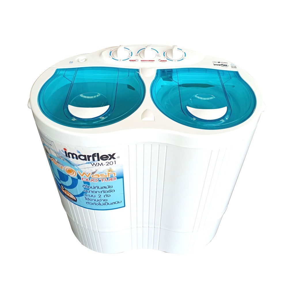 Imarflex เครื่องซักผ้าสองถัง ขนาดความจุ 2 กิโลกรัม รุ่น WM-201 ราคา  2,490 บาท*ส่งฟรี