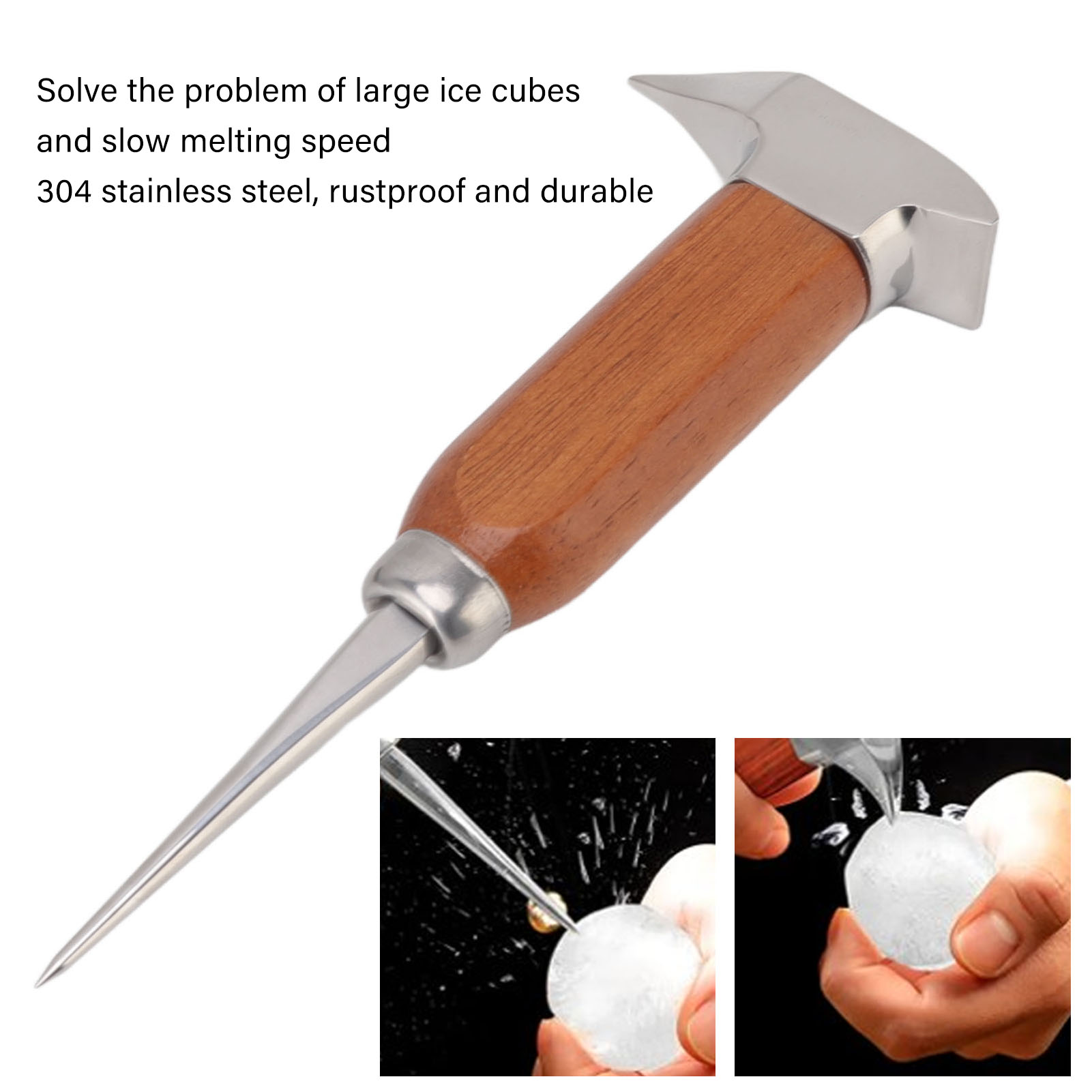 Tay Ice Đục Ice Loại Bỏ Chọn Đơn Giản Pin Trọng Lượng Nhẹ Với tay cầm bằng gỗ Cho sử dụng trong gia đình