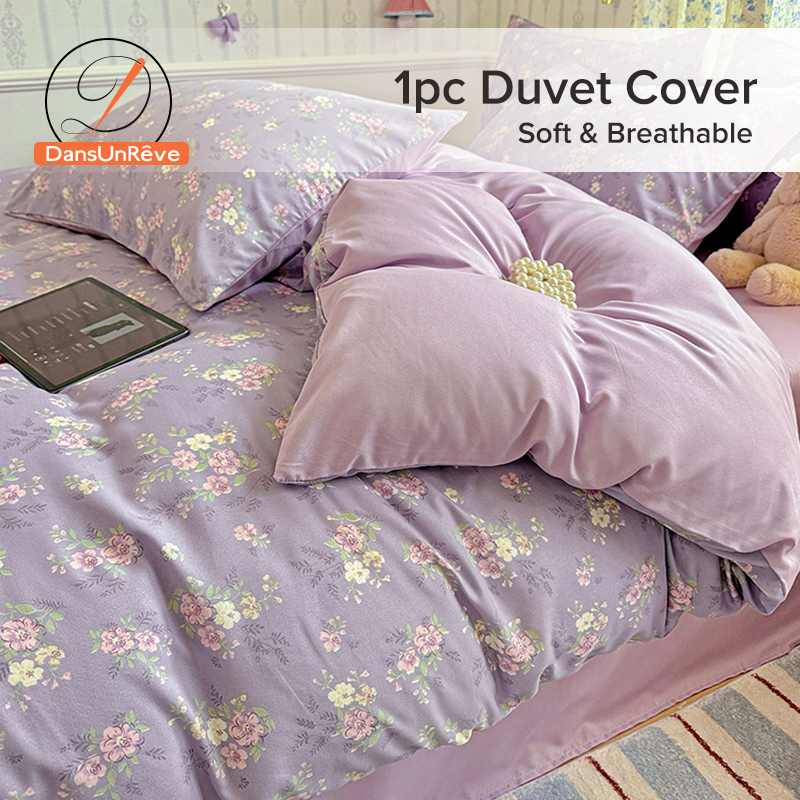 Dansunreve 1 chiếc vỏ chăn bông hình hoa nhỏ vỏ chăn bông in hình hoa tulip/nơ 1.5m/1.8m/2M có khóa kéo