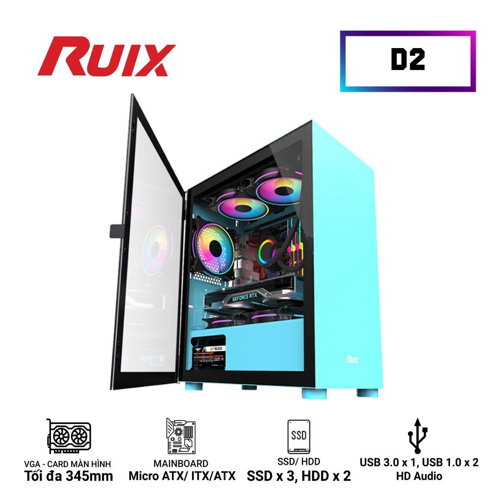 Case Ruix D2 ( 350 X 210 X 415 Mm , Mặt Kính Cường Lực ) - Xanh