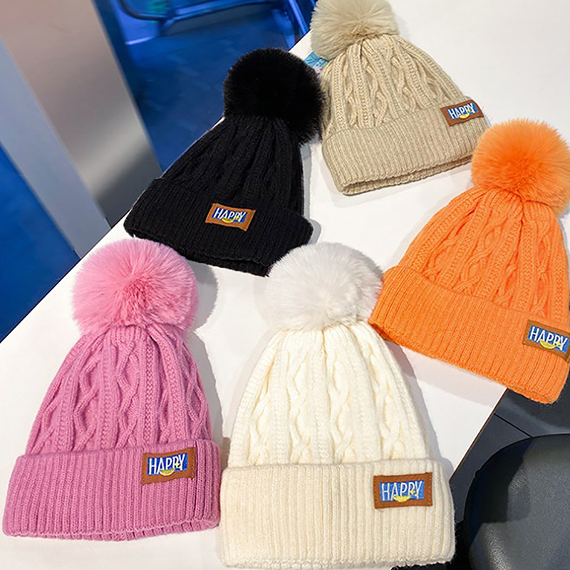 [Ashely Joson] COD Mũ mùa đông Mũ len ấm áp Lót Lông Cừu mới Mũ Beanie phong cách Hàn Quốc Mũ thời trang đơn giản mũ bé gái dệt kim nhỏ