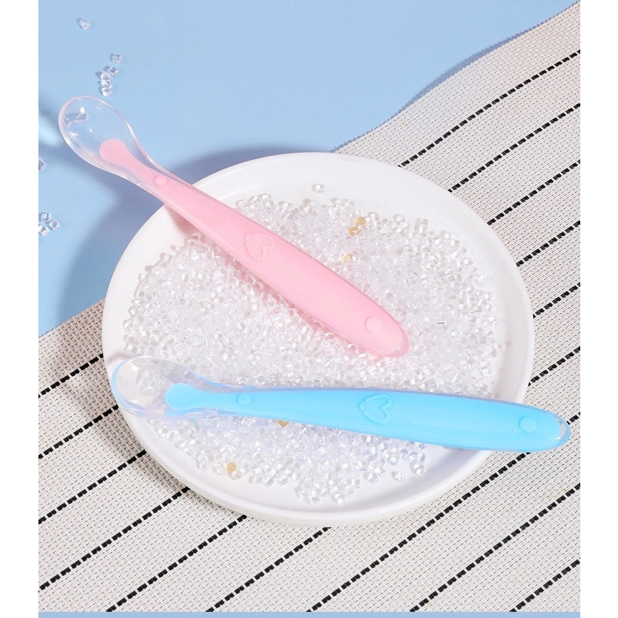Leleoncare Sendok makan bayi bahan silikon lembut peralatan makan bayi BPA free / Sendok Bayi Silikon/Makan Bayi Silikon / Sendok Makan Bayi Lentur