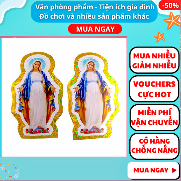 Bộ 2 Decal Đức Mẹ trang trí trên xe , Miếng dán phản quang decal hình Đức Mẹ , Decal Đức Mẹ dán kính chống thấm nước , Tấm decal Đức Mẹ hình đẹp sắc nét , Bộ 2 decal dán hình Đức Mẹ loại tốt , Nguyễn Thùy Store