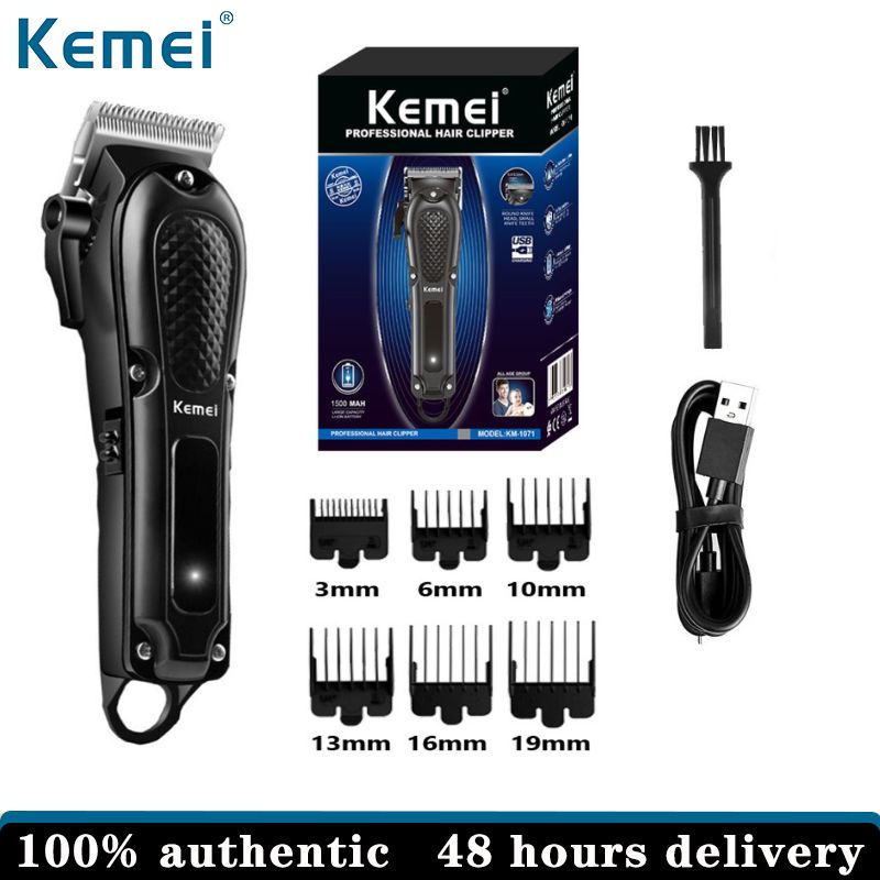 Kemei KM-1071 Electric Hair Clipper UBS Rechargeable Cordless Beard Trimmer Men Powerful Electric Hair Clipper Trimming Tool ราคา 367 บาท*ส่งฟรี