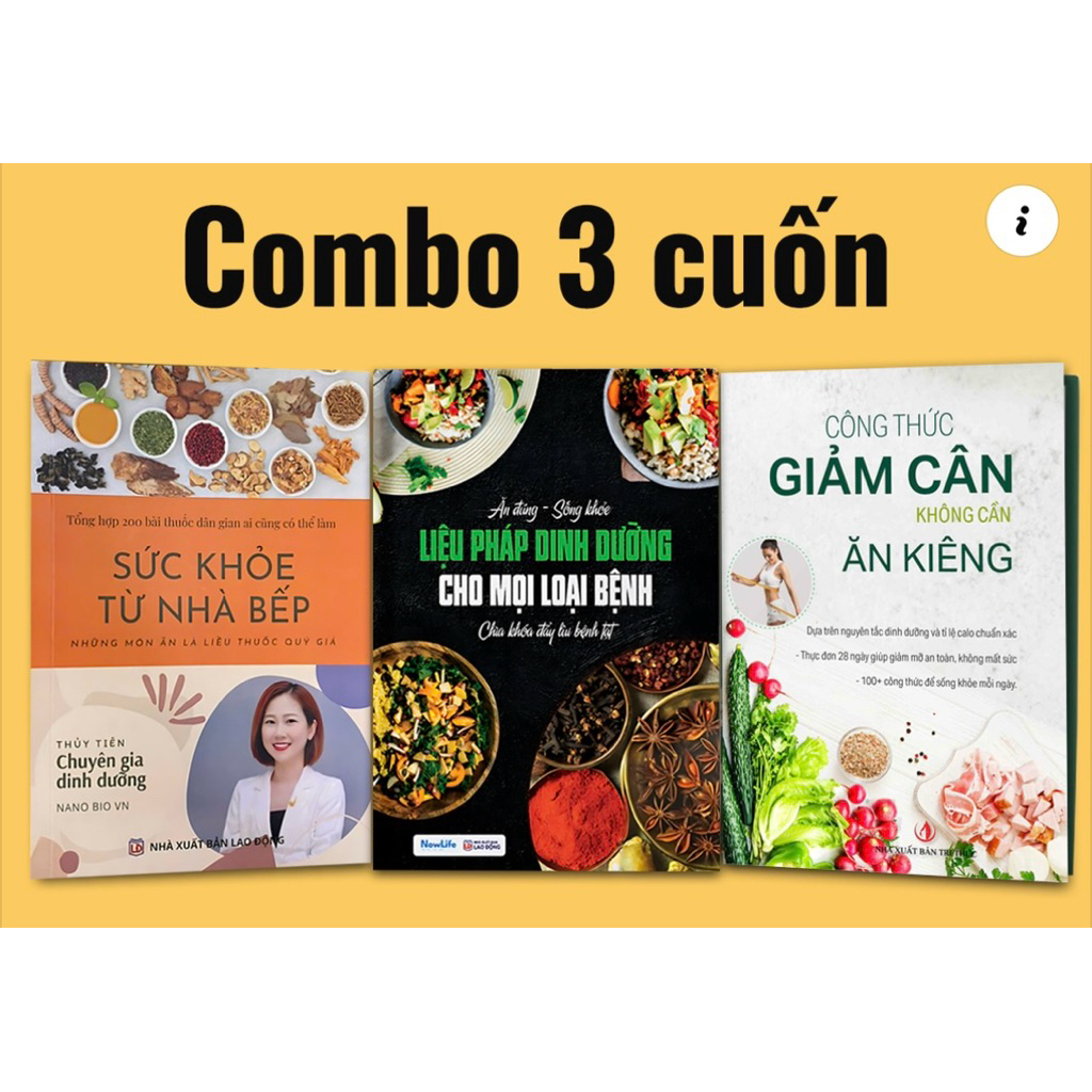 Sách - Combo 3 cuốn: Liệu pháp dinh dưỡng + Sức khoẻ nhà bếp + Giảm cân không cần ăn kiêng