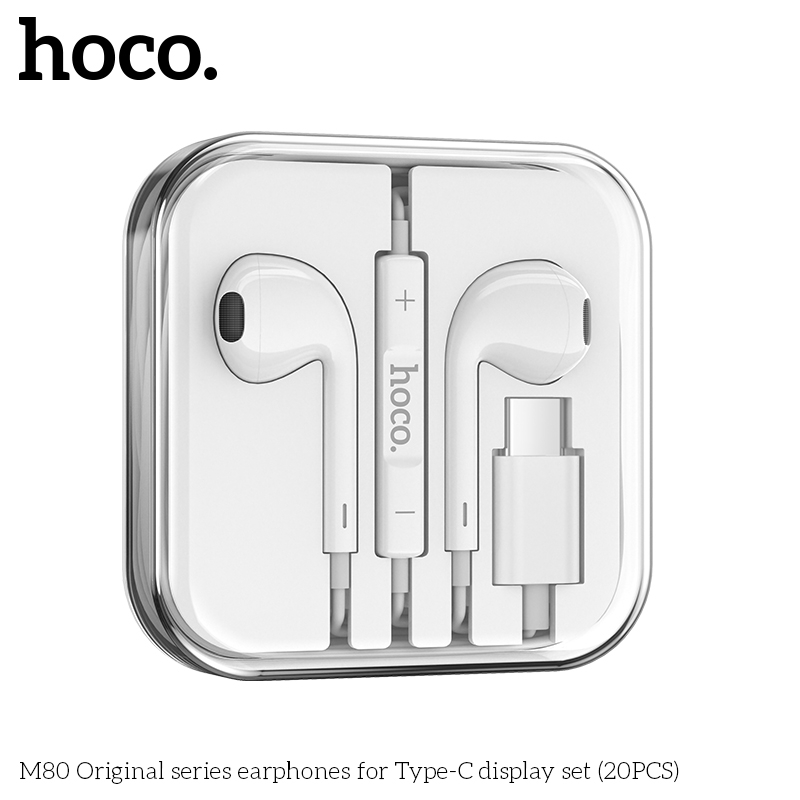 Tai nghe hoho M80 chân type C màu trắng cho điện thoại chân tai nghe jack type c