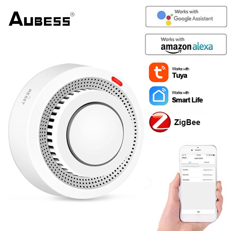 Phong cách EL💞Tuya thông minh ZigBee Máy DÒ KHÓI cảm biến khói quang điện âm thanh thông minh Chuông báo cháy tiến bộ được sử dụng kết hợp với chuông báo khói không dây trung tâm ZigBee tuya [hàng tồn kho]