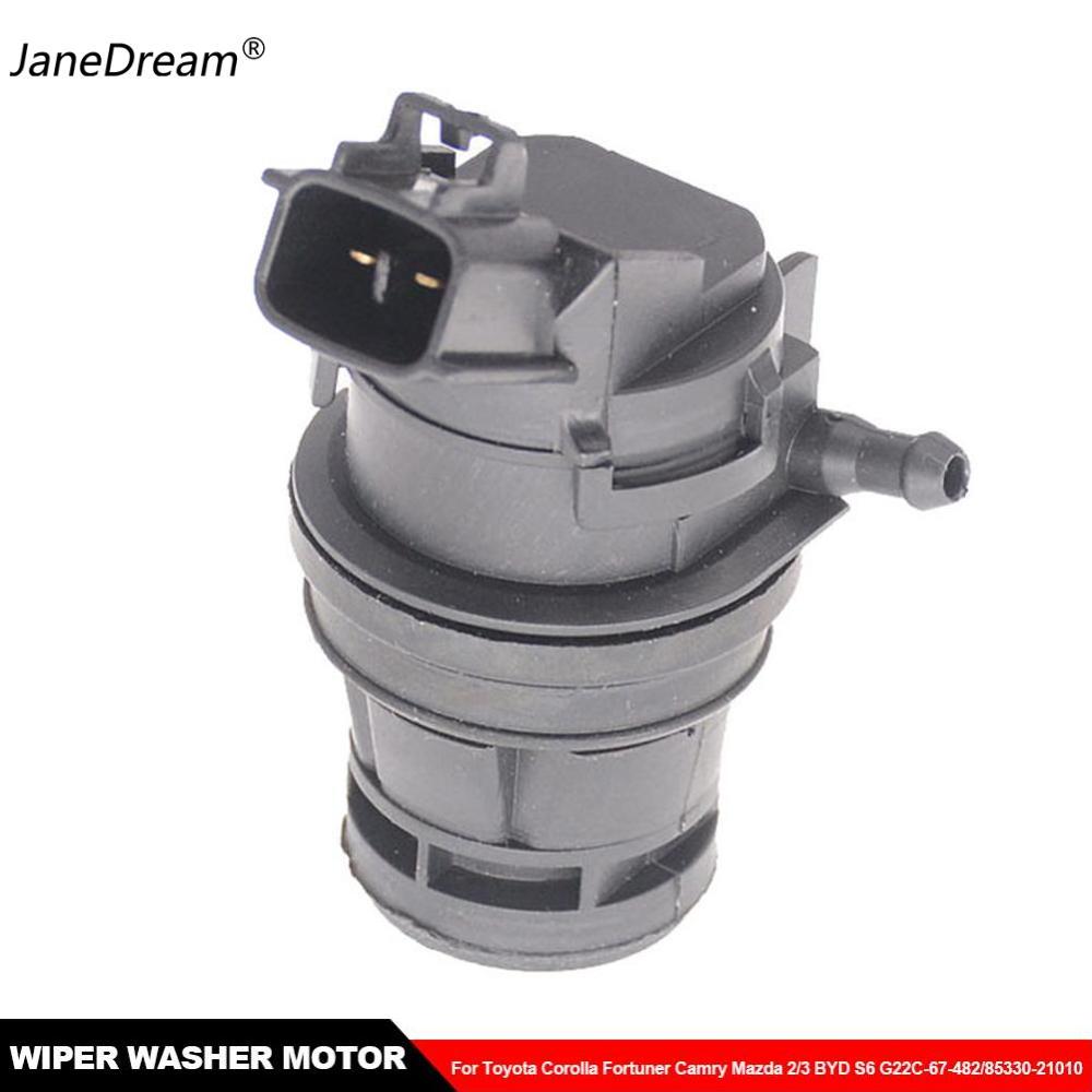 JaneDream 12V Car Windscreen Cleaning Water Tank Motor Vehicle Front Windshield Wiper Washer Pump Water Jet Motor For Toyota Corolla Fortuner Camry Mazda 2/3 BYD S6 G22C-67-482/85330-21010 ราคา 162 บาท*ส่งฟรี